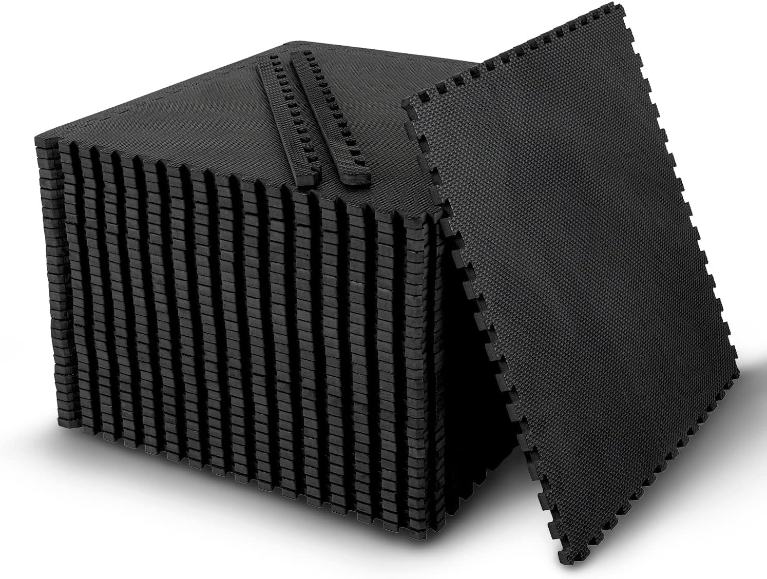 Interlocking EVA Soft Foam & Rubber Floor Mats 18″x18″x1/2″, 32 Tiles(72 sqft), Black – Ideal for Home Gym, Kids Playroom, Workout & Pool | Shock – Absorbent, Waterproof