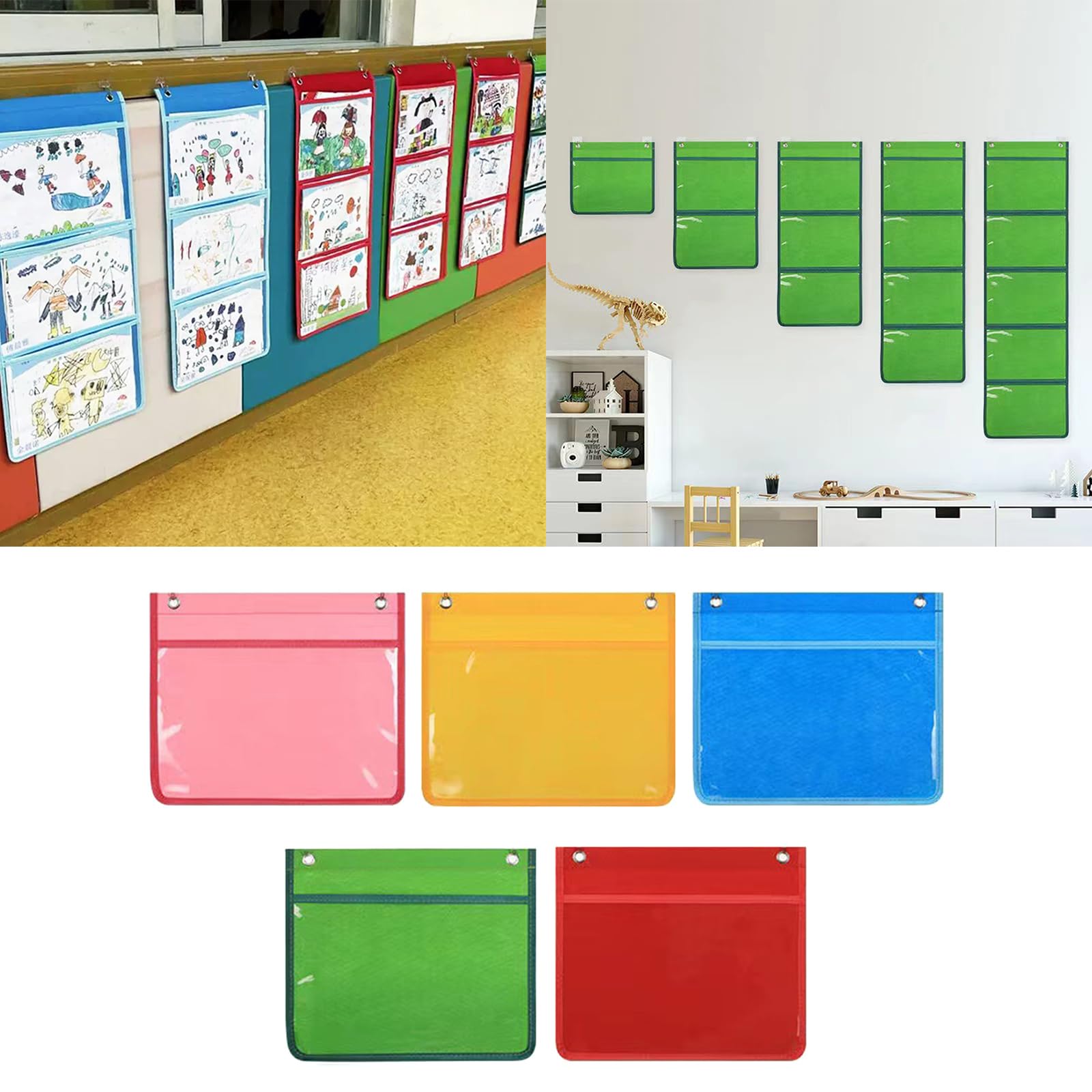 Haning - Organizer tascabile da parete, pratica borsa da appendere per carte di classe, disegno, immagini, dimostrazioni di classe