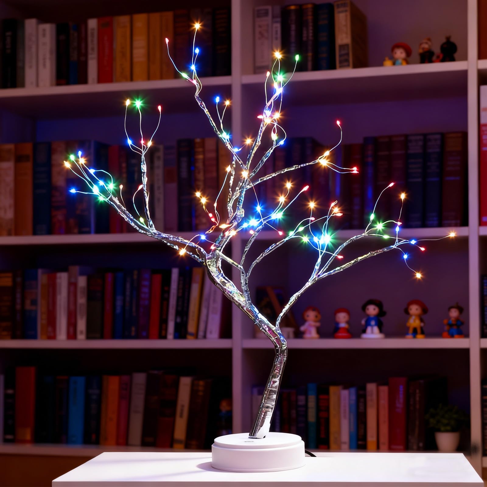 Silver Matte Branch Tree Shaped Lights Equipped With 108 LED Multicolor Corn Lights USB/Battery Powered Desktop Bonsai Decor for Creating Atmosphere On Christmas Living Room and Desktop — image 1