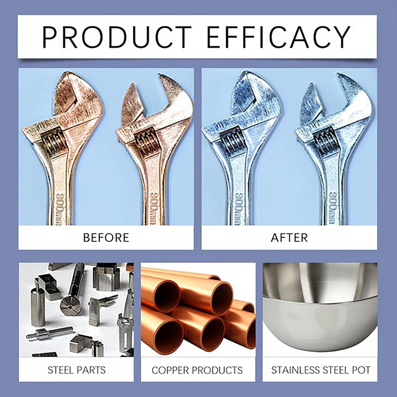 Powerful Rust Remover for Metal and Stainless Steel, Heavy Duty Highly Concentrated Spray Rust Stain Remover for Car, Tools, Steel, Cast Iron (3 Pcs)