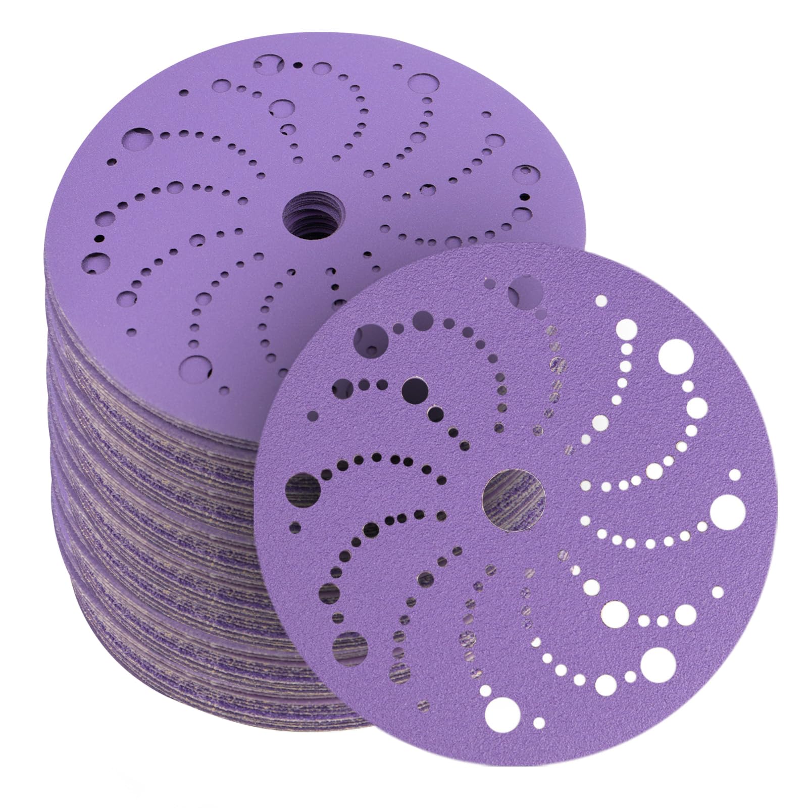 150mm Sanding Discs 50PCS Clean Sanding Disc, 400 Grit Multi-Hole Pattern Abrasive Sanding Disc, Long lasting, Virtually Dust-Fee for Auto body, Wood and Metal Sanding