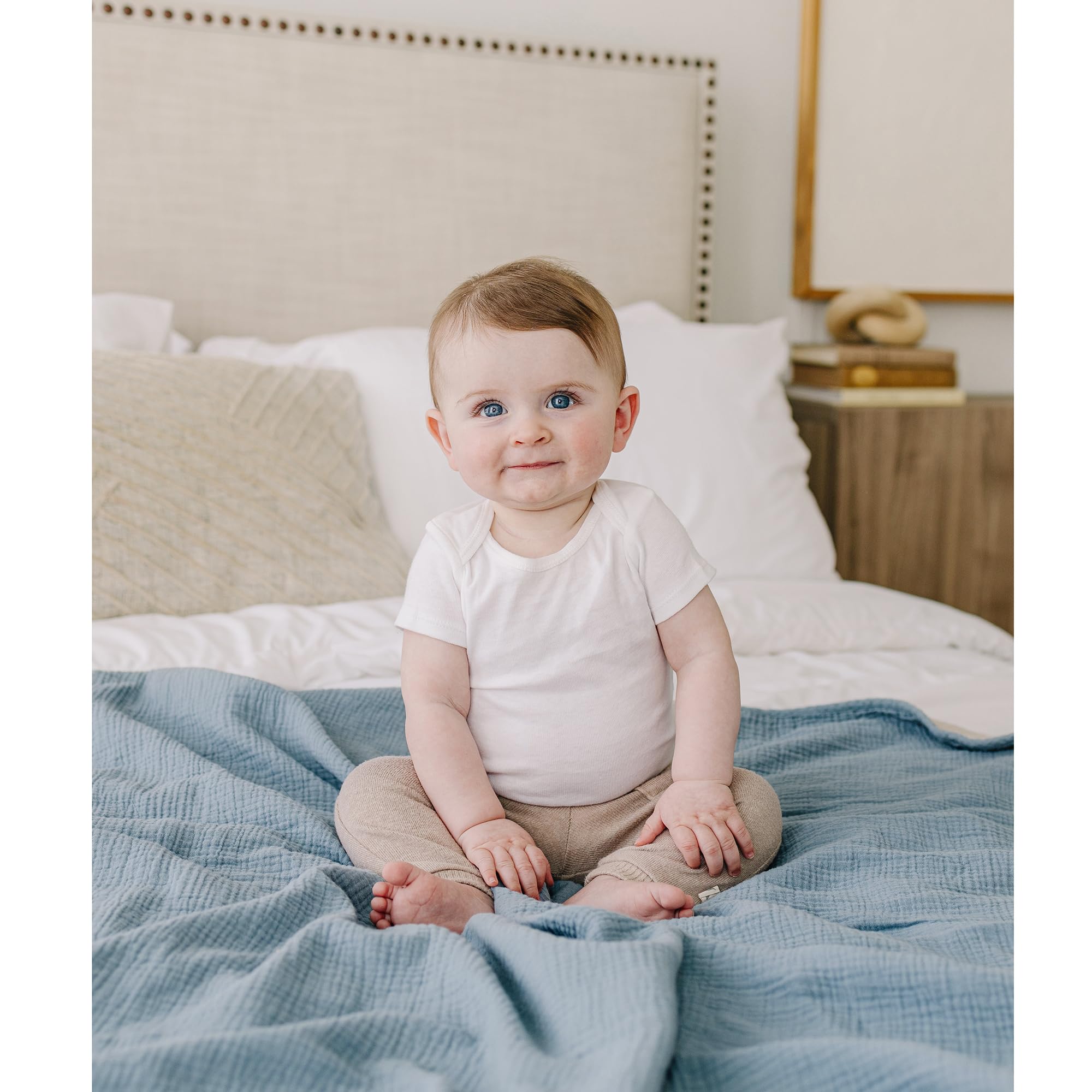 Konssy Mantas de muselina para niñas y niños, manta de cuna 100% algodón para bebé, súper suave y ligera, 40 x 36 pulgadas (estrella)