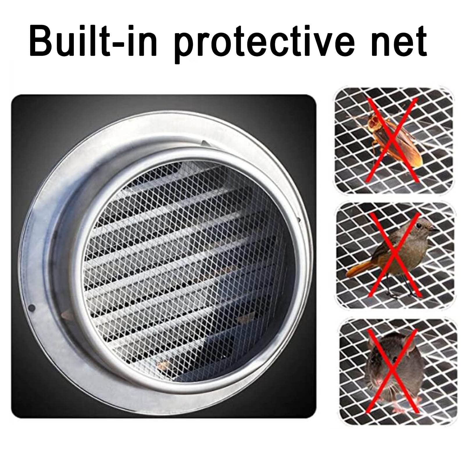 Grille De Ventilation Ronde en Acier Inoxydable pour Cuisine, 60 100 125 200mm Grille D'Aération, Grille Ventilation Hotte avec Filet Antis-Insectes, Protection Contre Les Intempéries