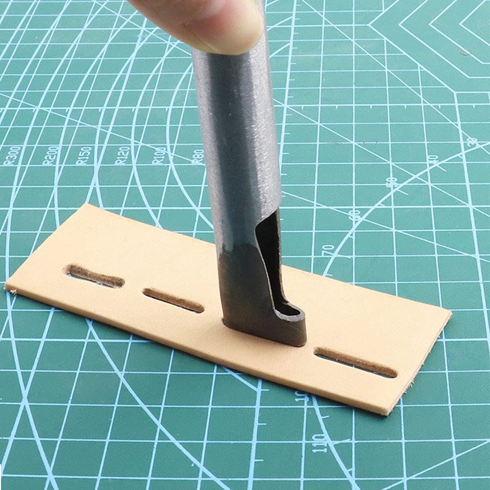 1 szt.Skóra eliptyczny dziurkacz owalny kąt rozstawienie paska narzędzia do dziurkowania DIY Craft skórzany dziurkacz narzędzie do wiercenia otworów narzędzia plastikowe, 24mm X 2mm