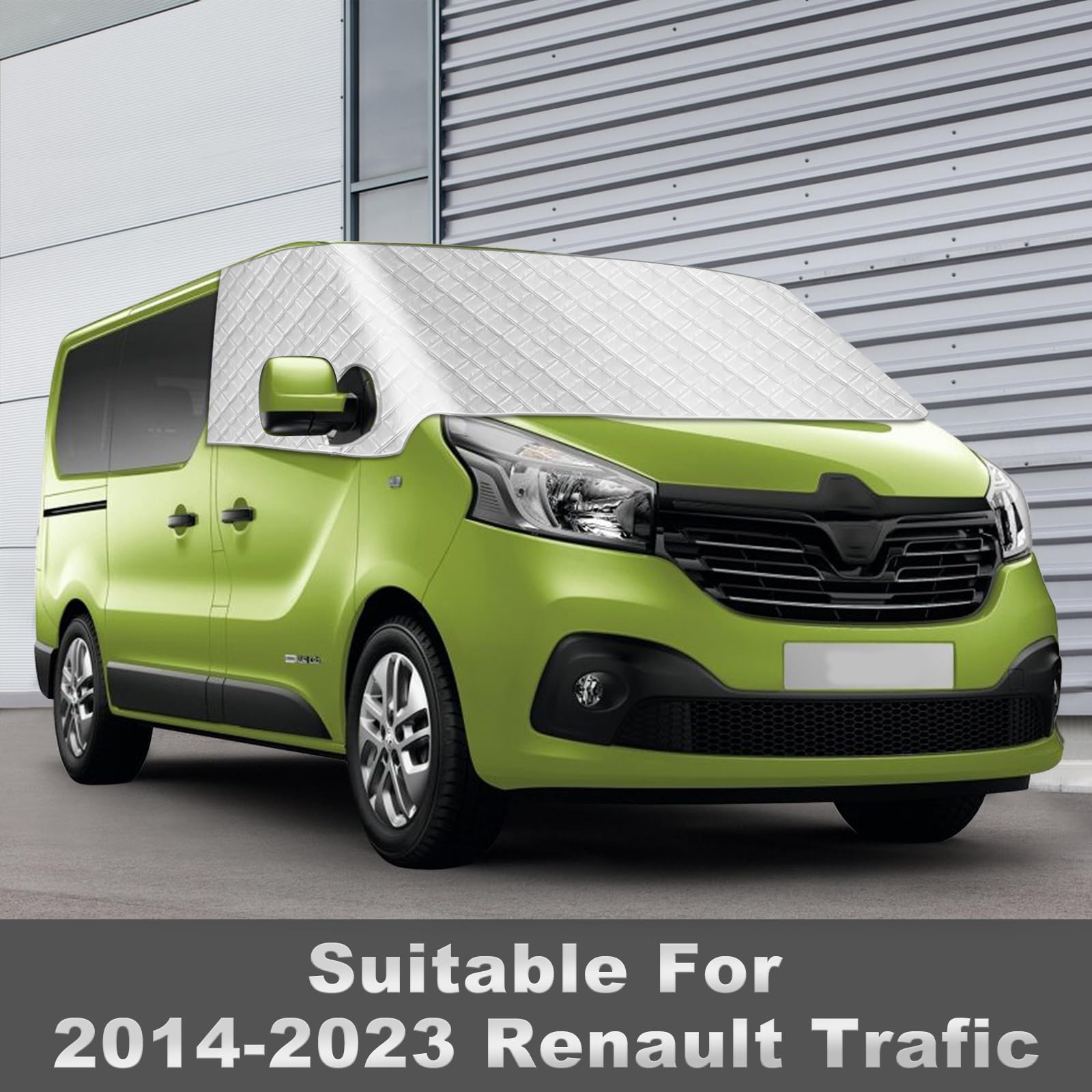 Housse de Pare-Brise Compatible avec Renault Trafic 2014-2025, Argenté Pare-Soleil pour Vitre Avant, Bloque Les Rayons UV, Protège du Vent et des Intempéries, Garde Votre Véhicule au Frais