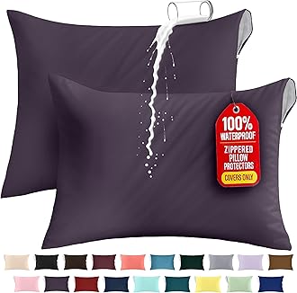 Utopia Bedding Premium 100% Waterproof Pillow Protectors with Zipper King Size (Set of 2), Bed Bug and Dust Mite Proof Zippered Pillow Covers, Pillow Encasement Cases, Purple