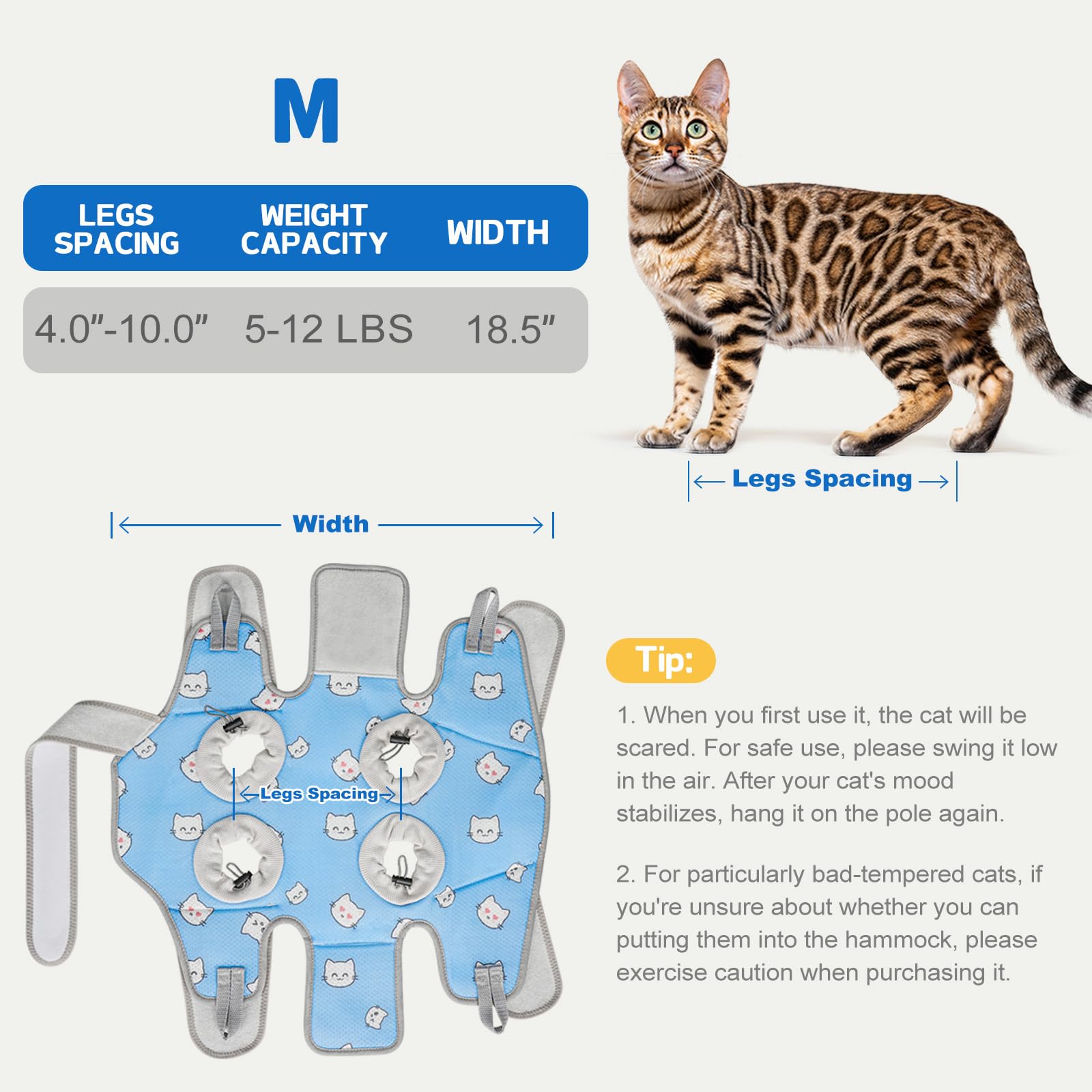 Supet Harnais hamac de toilettage pour chat pour couper les ongles, sangle de toilettage pour chat pour couper les ongles, support de retenue pour animaux de compagnie pour couper les ongles