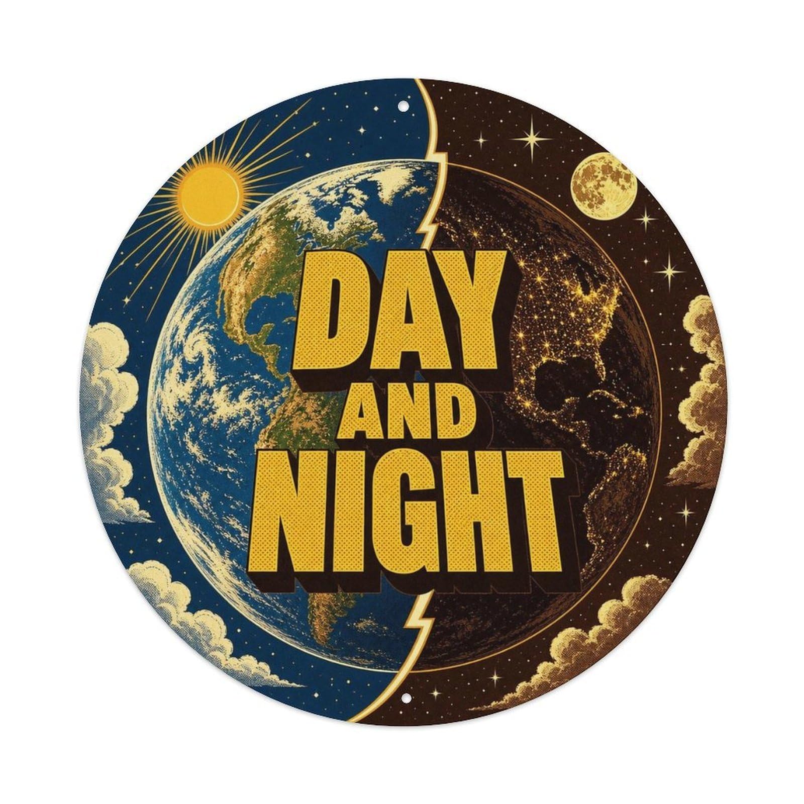 Earth Globe Celestial Orbit Space Age Starscape Metal Tin Sign