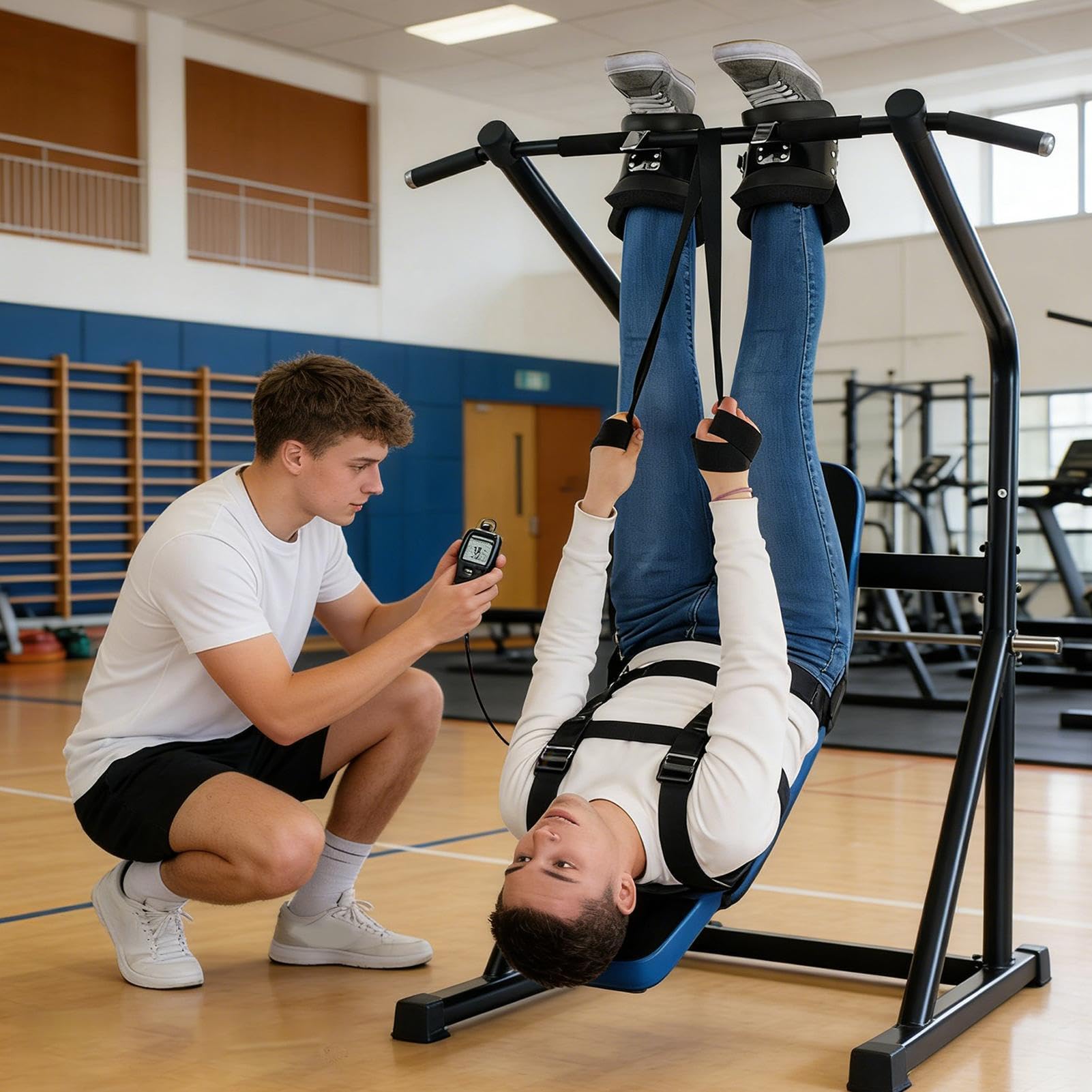 Equipo de Entrenamiento de Fuerza Ajustable para Fitness y Core en Gimnasio | Botas de Inversión para Abdominales Para Mujeres, Hombres, Adolescentes, Adultos, Interiores, Viajes, Gimnasio y