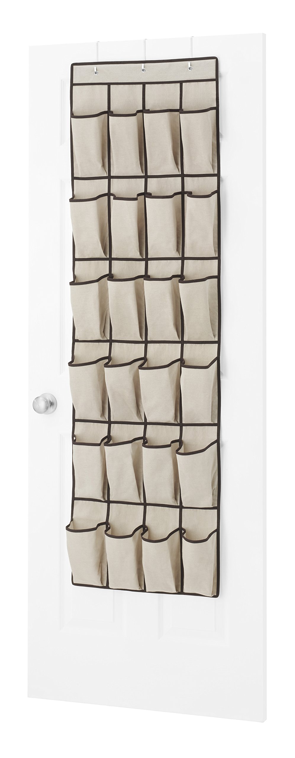 Whitmor 24 Pocket Over The Door Shoe Bag, Espresso Trim