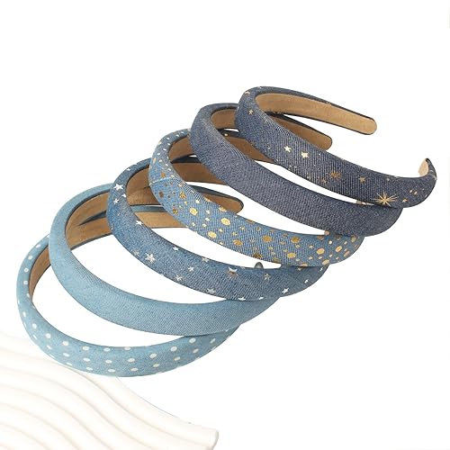 Diademas de mezclilla para mujer, diadema acolchada de 0.78 pulgadas para niñas, bandas antideslizantes de tela suave, accesorios para el cabello,