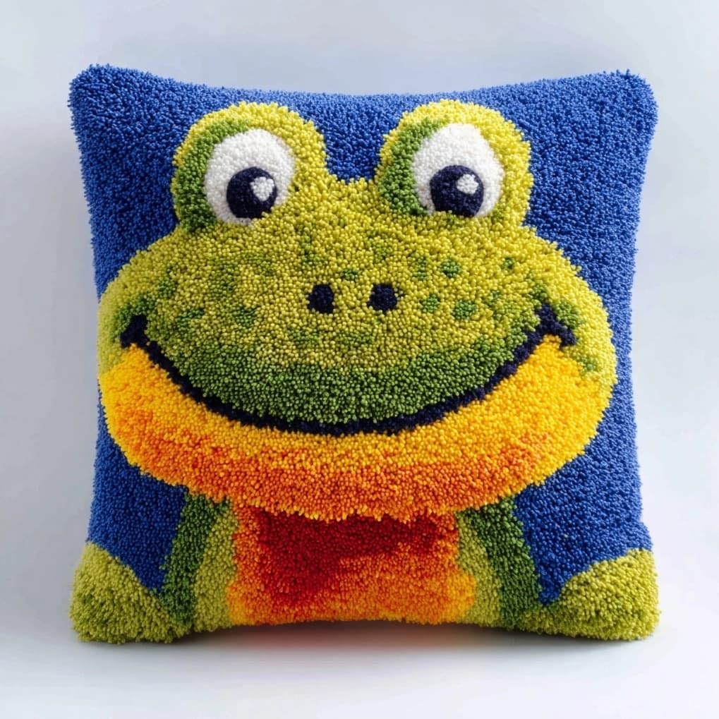 AxiangziK DIY Latch Hook Cushion Kit for Adults,Cartoon Frog