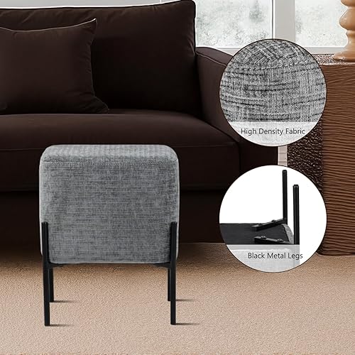 Miniatura 4 de Get Set Style Taburete otomano, moderno taburete tapizado, reposapiés, sofá, reposapiés, asiento otomano para sala de estar, dormitorio, entrada,