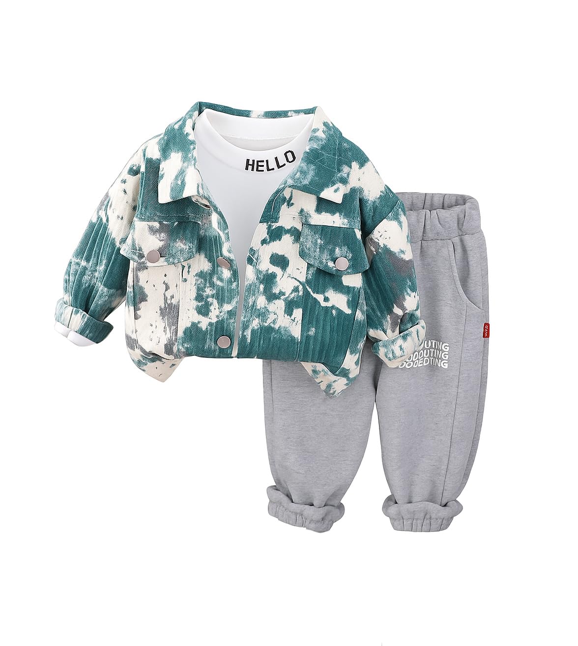 Bold N Elegant Cotton Rocket Space Kids Winter 3 Piece T-Shirt With Hoodie Jacket & Jeans Pant Party Dress Set For Infant Toddler Baby Boy's & Girl