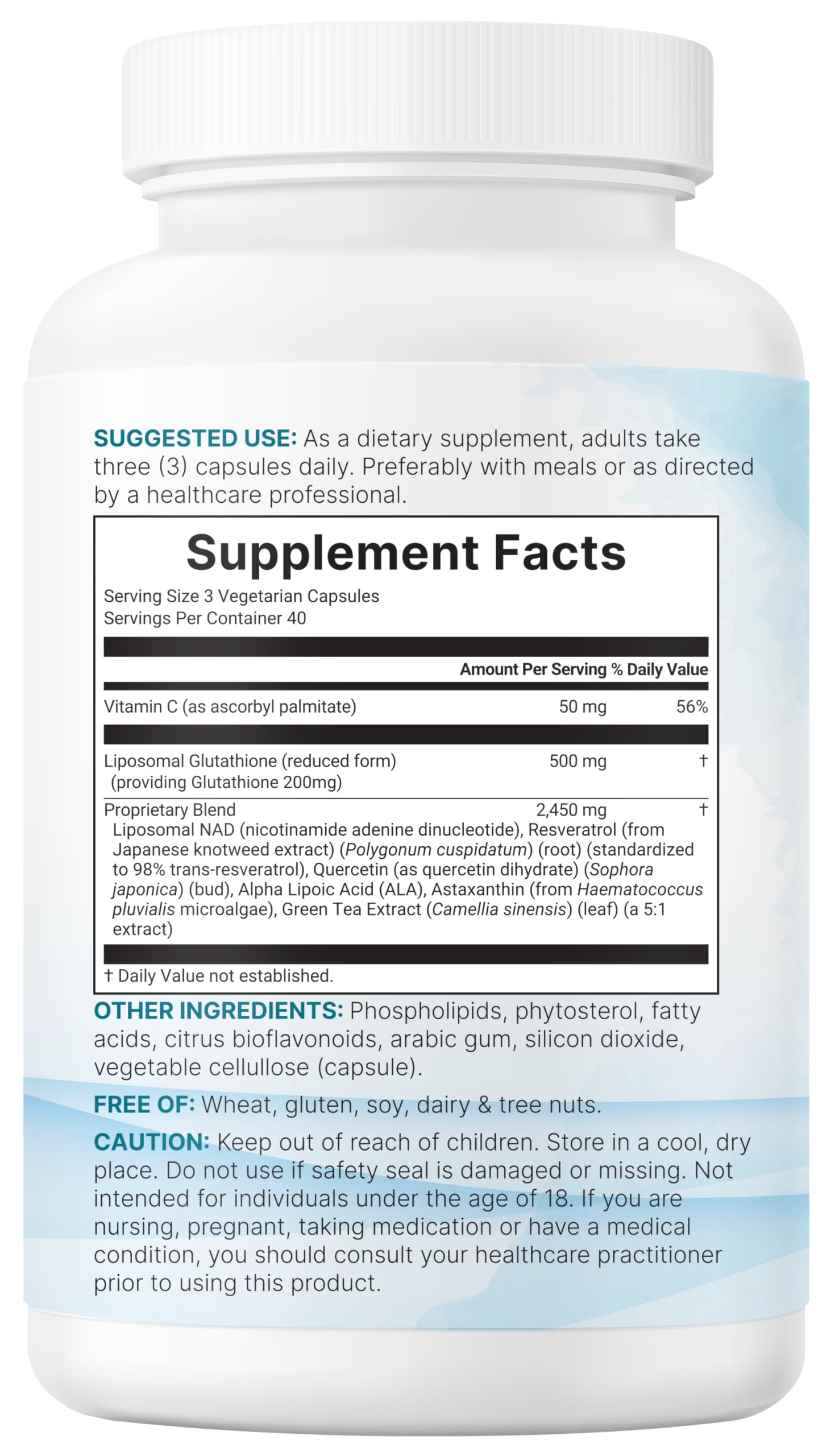 Amazon.com: Micro Ingredients Liposomal Reduced Glutathione Complex 3,000mg  - 8‑in‑1 Advanced Glutathione Supplement with NAD, Resveratrol, Quercetin,  Alpha Lipoic Acid & Vitamin C