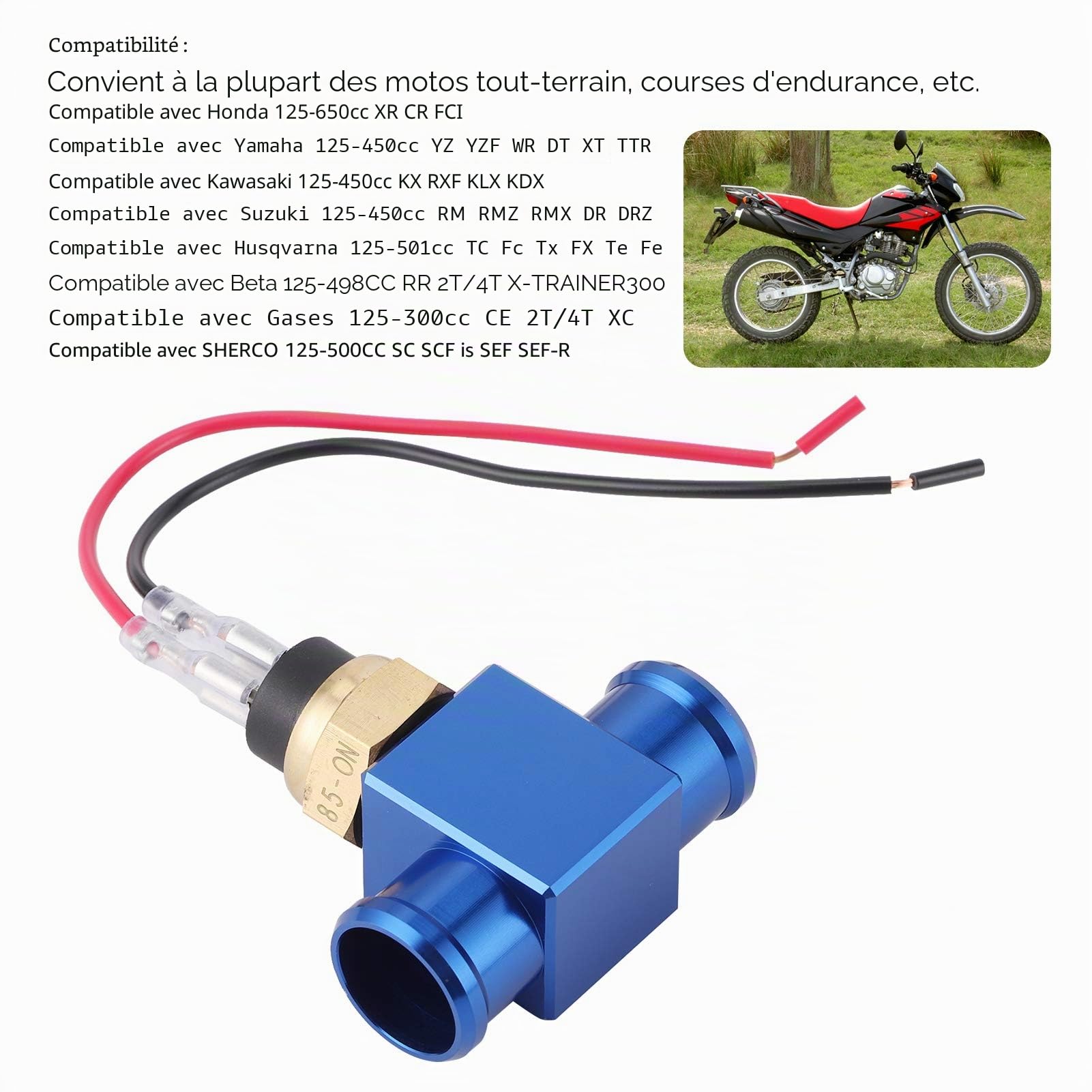 Thermostat Interrupteur de Température de L'eau Radiateur Ventilateur de Refroidissement Capteur de Température pour Moto ATV Hors Route Véhicule Capteur de Température Kit de Commutateur(Bleu)