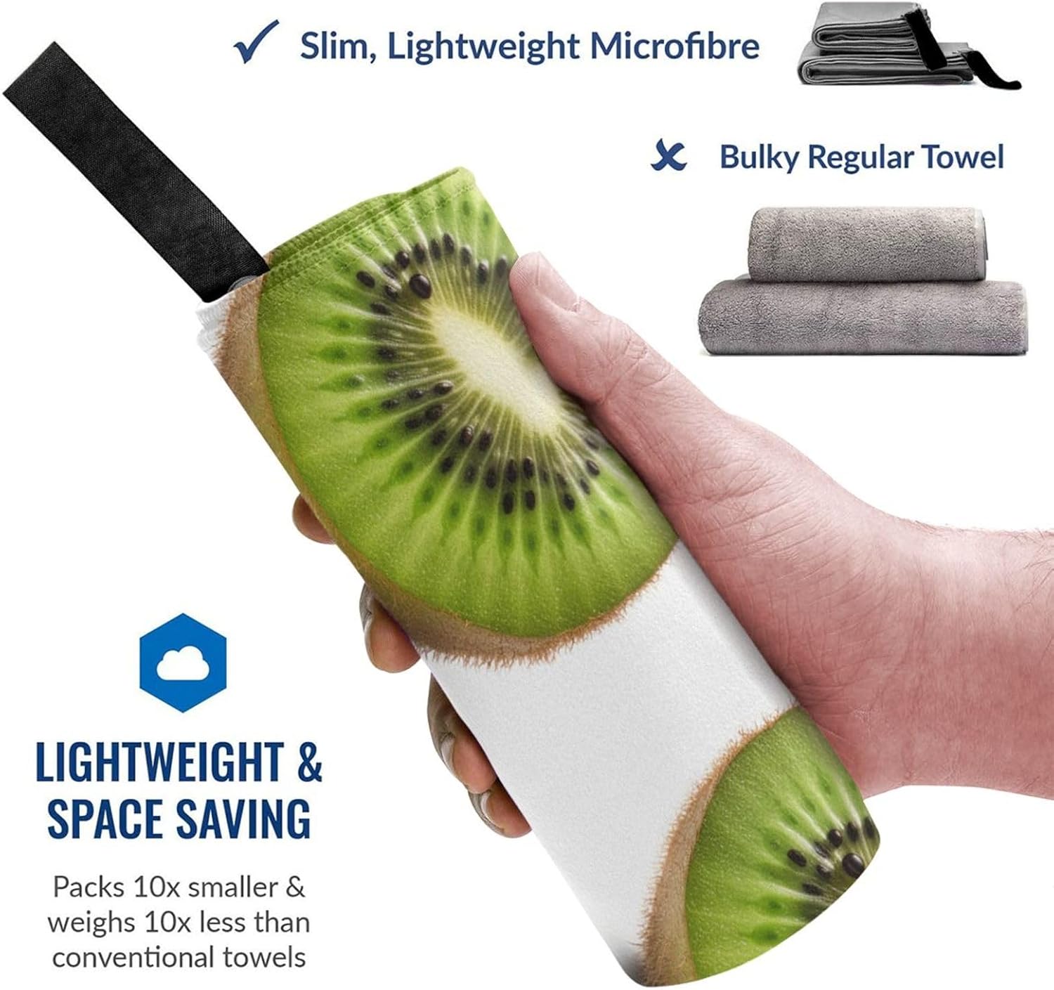 Green Kiwi Printed Microfiber Travel Towel,Camping Towel,Quick Dry,Soft Lightweight for Gym,Hiking,Yoga,Backpacking