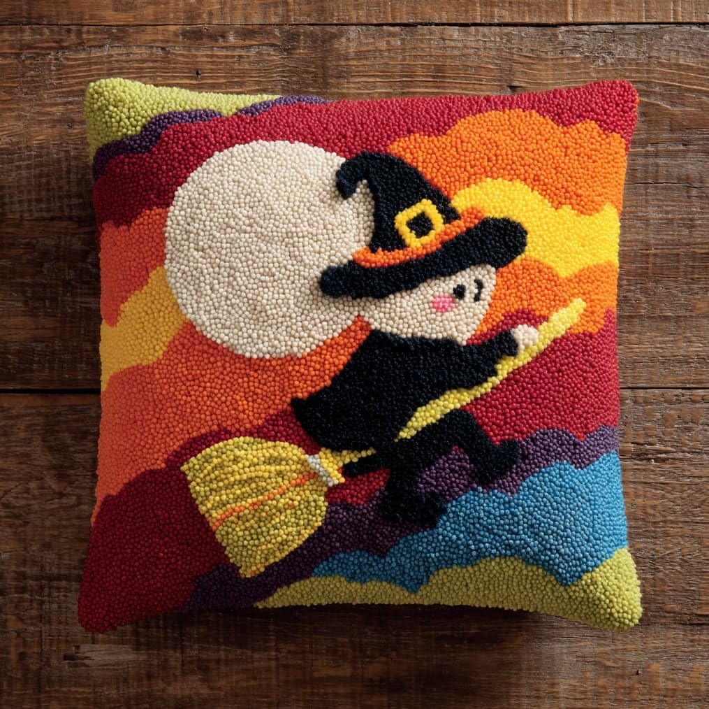 AxiangziK Latch Hook Cushion Kits for Adults,Witch Halloween