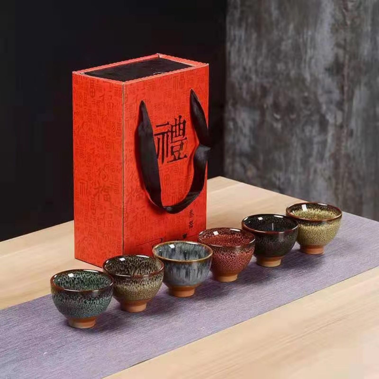 6 Stück Keramik Trinkgeschirr Teegeschirr Chinesisches Kung Fu Tee Set Teetasse Sake Cups 50ml Master Cup Kleine Teeschalen Dekor Geschenk