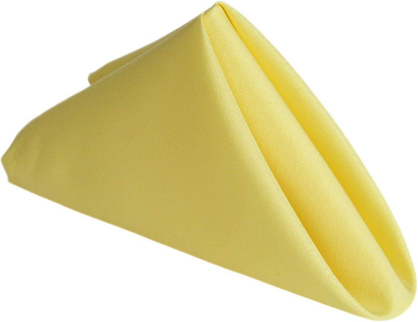 PrimeLyne Premium Polyester Dinner Napkins - 17x17 Stain and Wrinkle Resistant Linen Napkins with Hemmed Edges, Pack of 15 (Yellow)