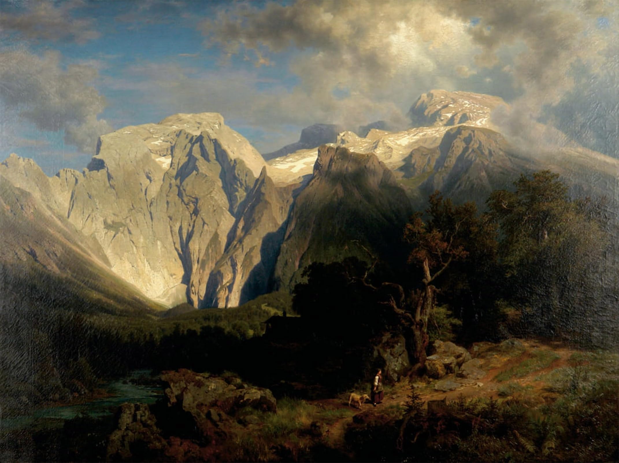 ARTXLXXBN Famous Prints Artwork Pictures Poster Painting Art Kalkgebirgslandschaft by August Wilhelm Leu Artwork Landscape Pictures for Home Decor 60x90cm