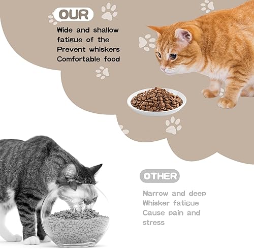 Miniatura 3 de Paquete de 6 cuencos de comida para gatos, cuencos de cerámica para gatos, juego de cuencos antifatiga para gatos, 5.5 pulgadas poco profundos y