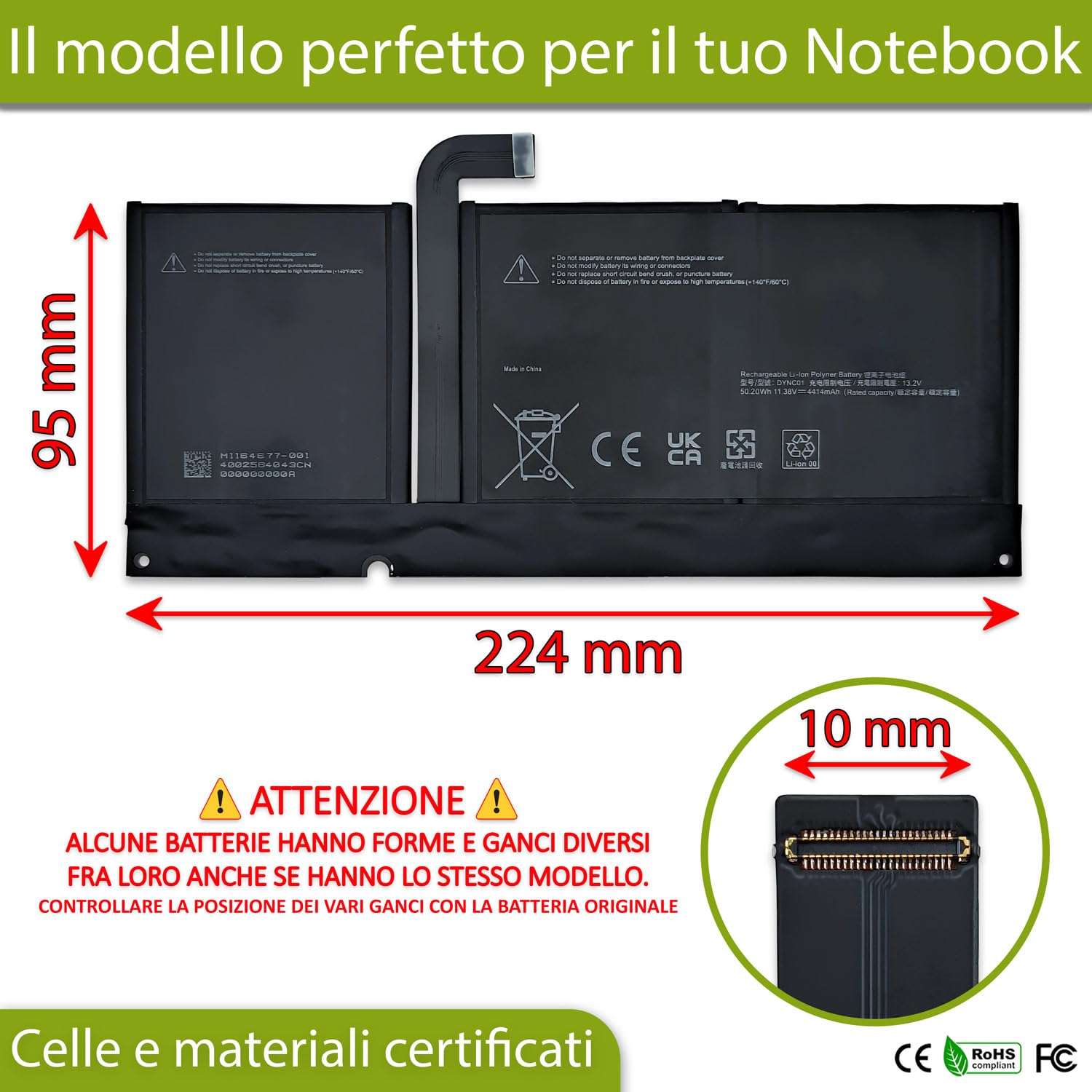 Batteria Notebook DYNC01 compatibile con Microsoft Surface Pro 8 11.38V