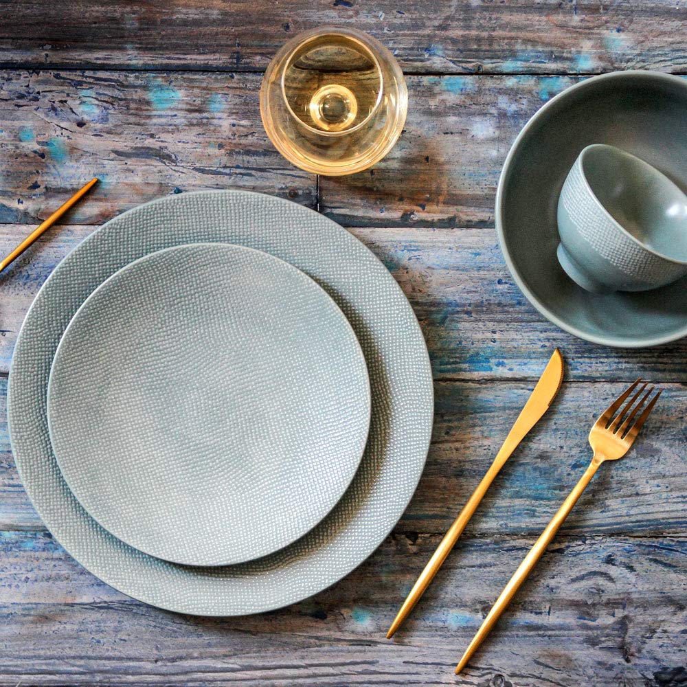 TABLE PASSION - Assiette plate Vésuvio bleu 27 cm (lot de 6)