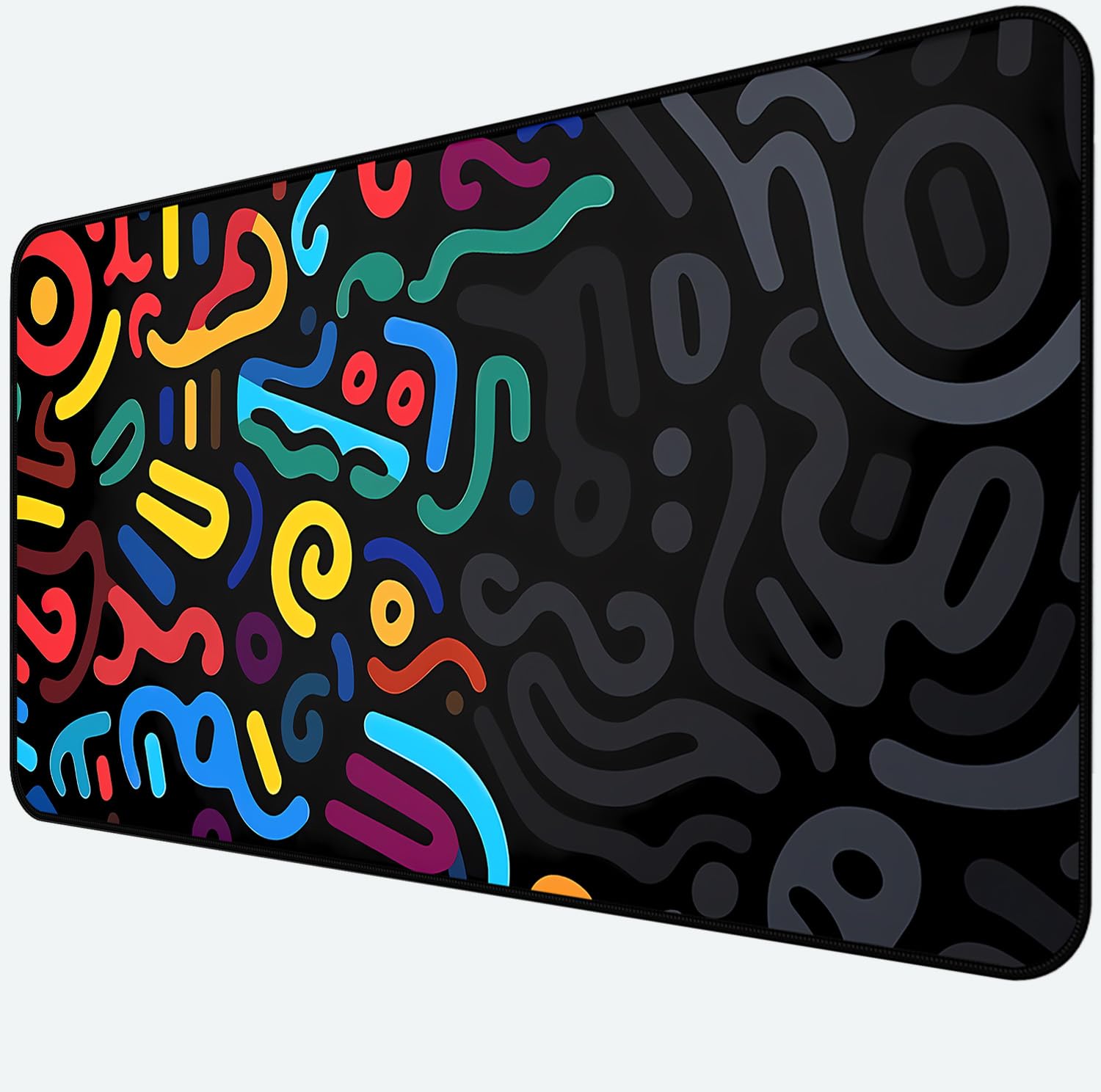 Colorful Line Desk Pad, Abstract Art Mouse Pad Mat XXL, Black Large Office Desk Keyboard…