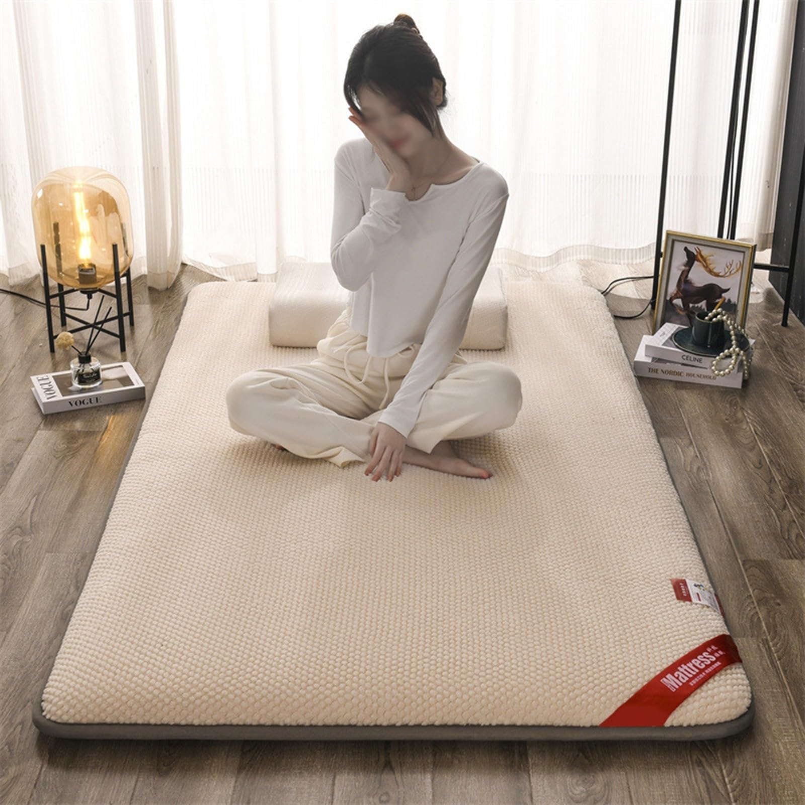 Materasso Futon Pieghevole Giapponese, Materasso Futon Spesso, Tatami Materassi da Terra, Pieghevole Ospiti Materasso ​da Pavimento Morbido Futon Naturale (Color : D, Size : 90x200cm)