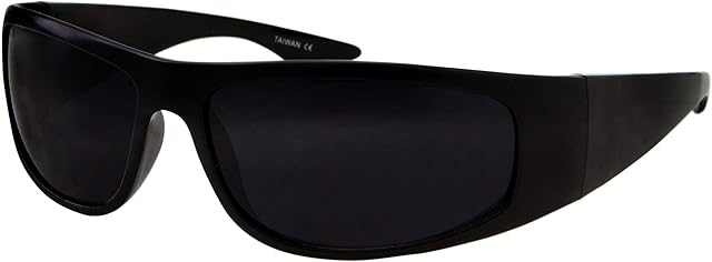 grinderPUNCH Super Dark Lens Black Sunglasses | Biker Style Rider | Wrap Around Frame