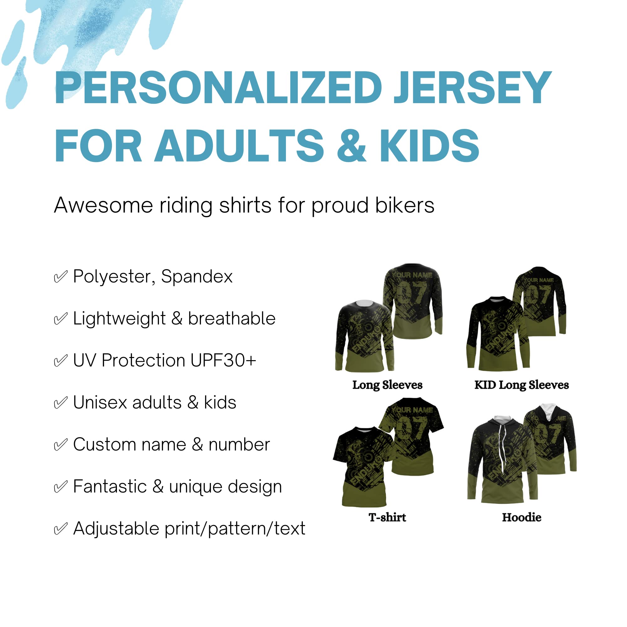 Personalized Enduro Jersey UPF30+ Mountain Off-Road Motocross Adult&Kid Extreme Dirt Bike Jersey| NMS697