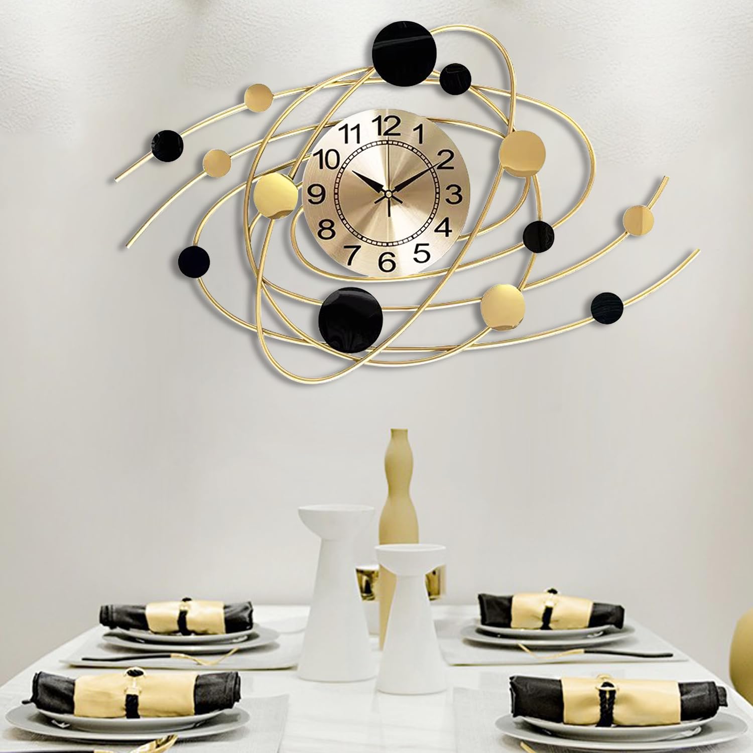 Large Wall Clocks for Living Room, Silent Non-Ticking Battery Operated, Modern Round Oversized Decorative Wall Clock for Kitchen Bedroom Farmhouse Office Home Wall Decor-28.7x17.7 Inch(Golden)