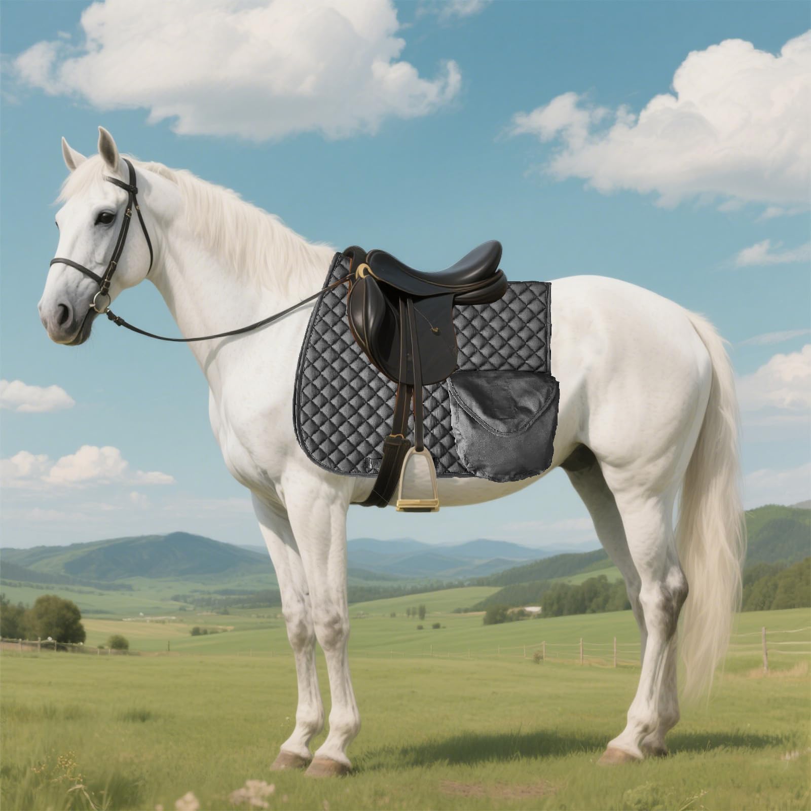 Funda Para Montar Caballo Sin Silla, MáScara Contra Insectos Con Orejas Funda De Silla Inglesa De Uso General, para PrevencióN De Lesiones CojíN Transpirable HipoalergéNico Y Absorbente De Impactos