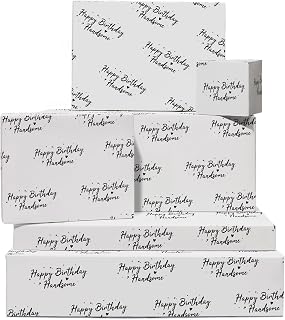 CENTRAL 23 Gray Wrapping Paper for Men - 6 Sheets Giftwrap - Birthday Gift Wrap for Son Boyfriend Husband - Comes With Fun Stickers - Recyclable