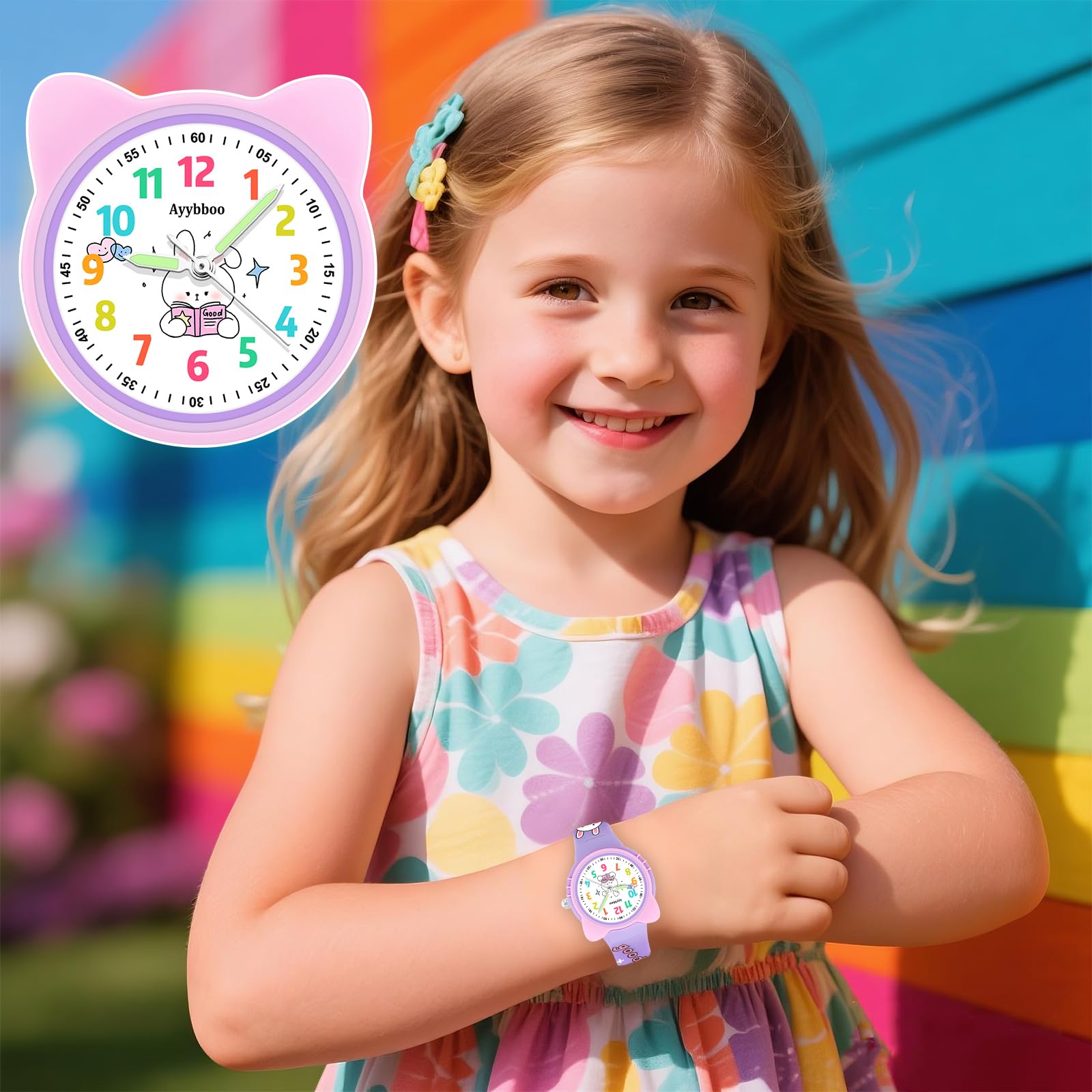 Reloj Niño,Analógico Educativo Infantil para Aprender la Hora,Resistente al Agua 3ATM,Correa de Silicona Suave,Fácil de Leer, Niños Niñas 4-12 Años