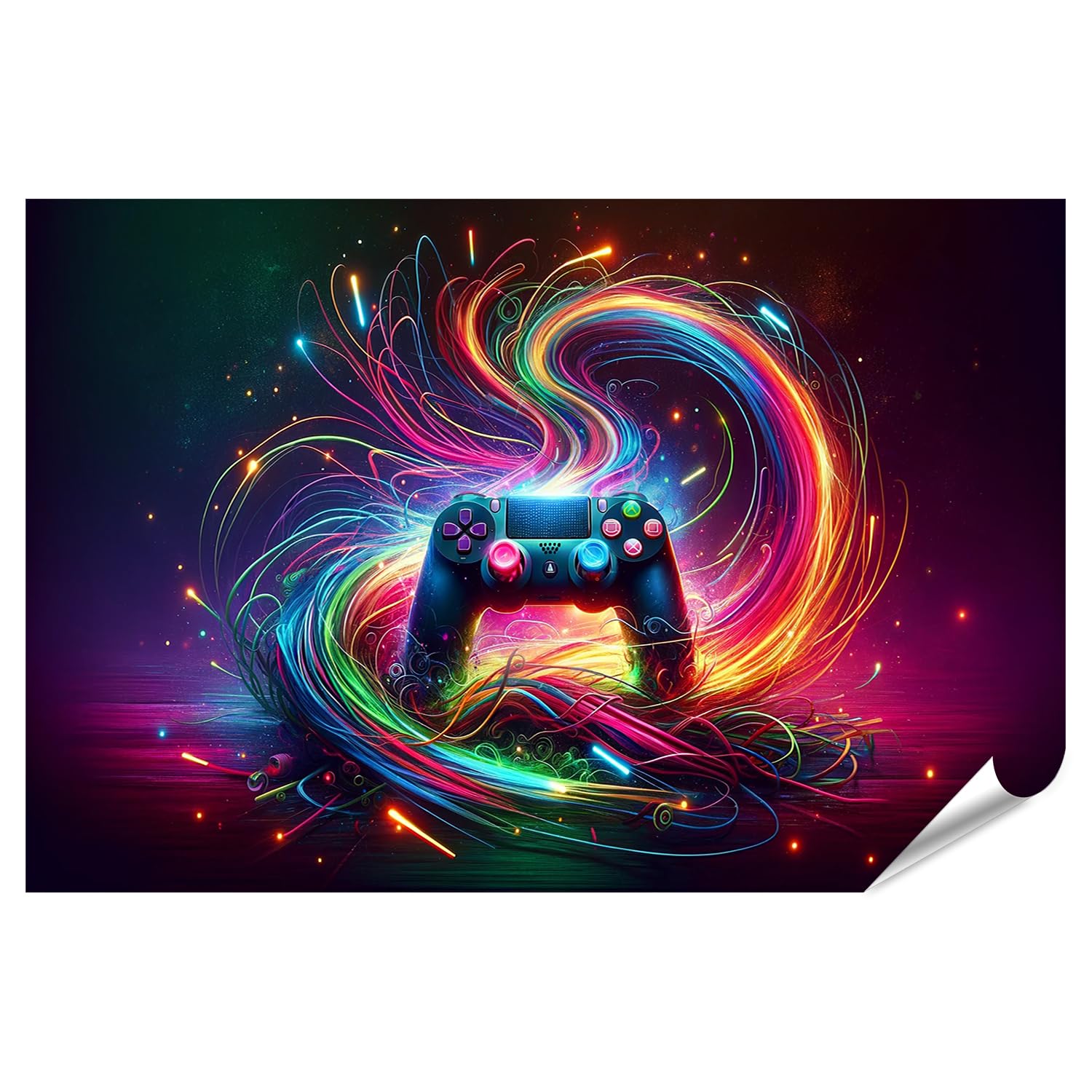 islandburner Poster XXL immagine artistica e vivace di un controller di gioco in formato orizzontale avvolto in immagini premium