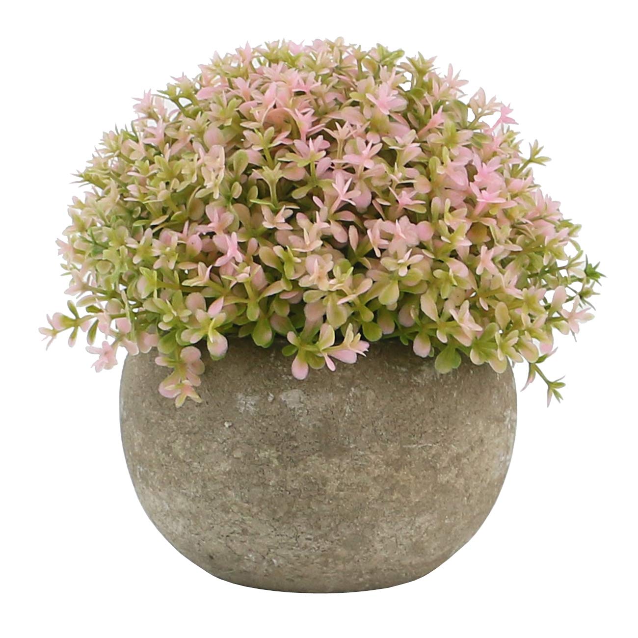 Ogrmar Mini Plastic Artificial Plants Grass in Pot/Small Artificial Faux Greenery/Mini Plants Topiary Shrubs Fake Plants for Bathroom, House Decorations (Pink)