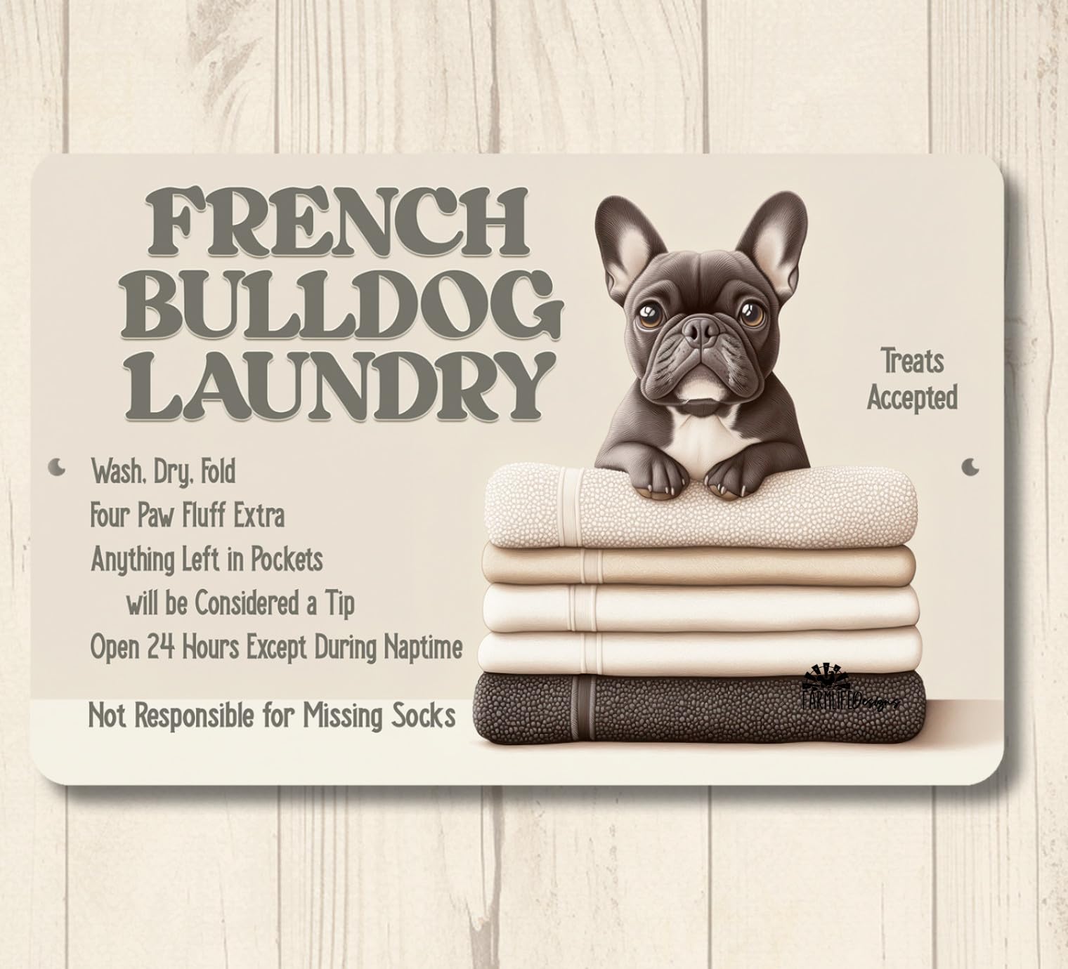 French Bulldog Laundry Room sign bull dog metal wall art funny farmhouse decor home decor