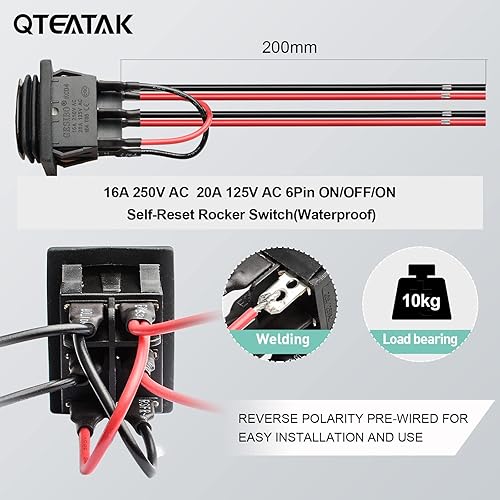 Miniatura 4 de QTEATAK DC 12V 10A 6 pines 3 posiciones (ENC)-Apagado-(ENC) CA 110V-220V interruptor de palanca basculante para barco, interruptor de palanca