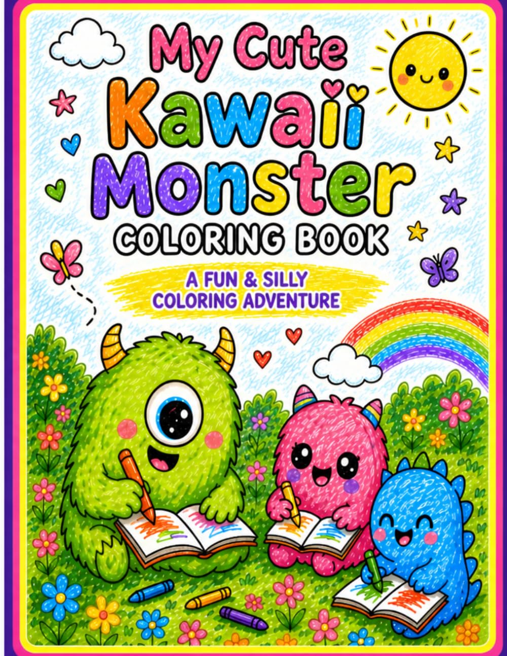 My Cute Kawaii Monster Coloring book: A Fun & Silly Coloring Adventure