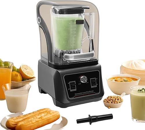 Licuadora comercial con escudo, licuadoras profesionales silenciosas para cocina, restaurante, 6 cuchillas de acero inoxidable, licuadora resistente