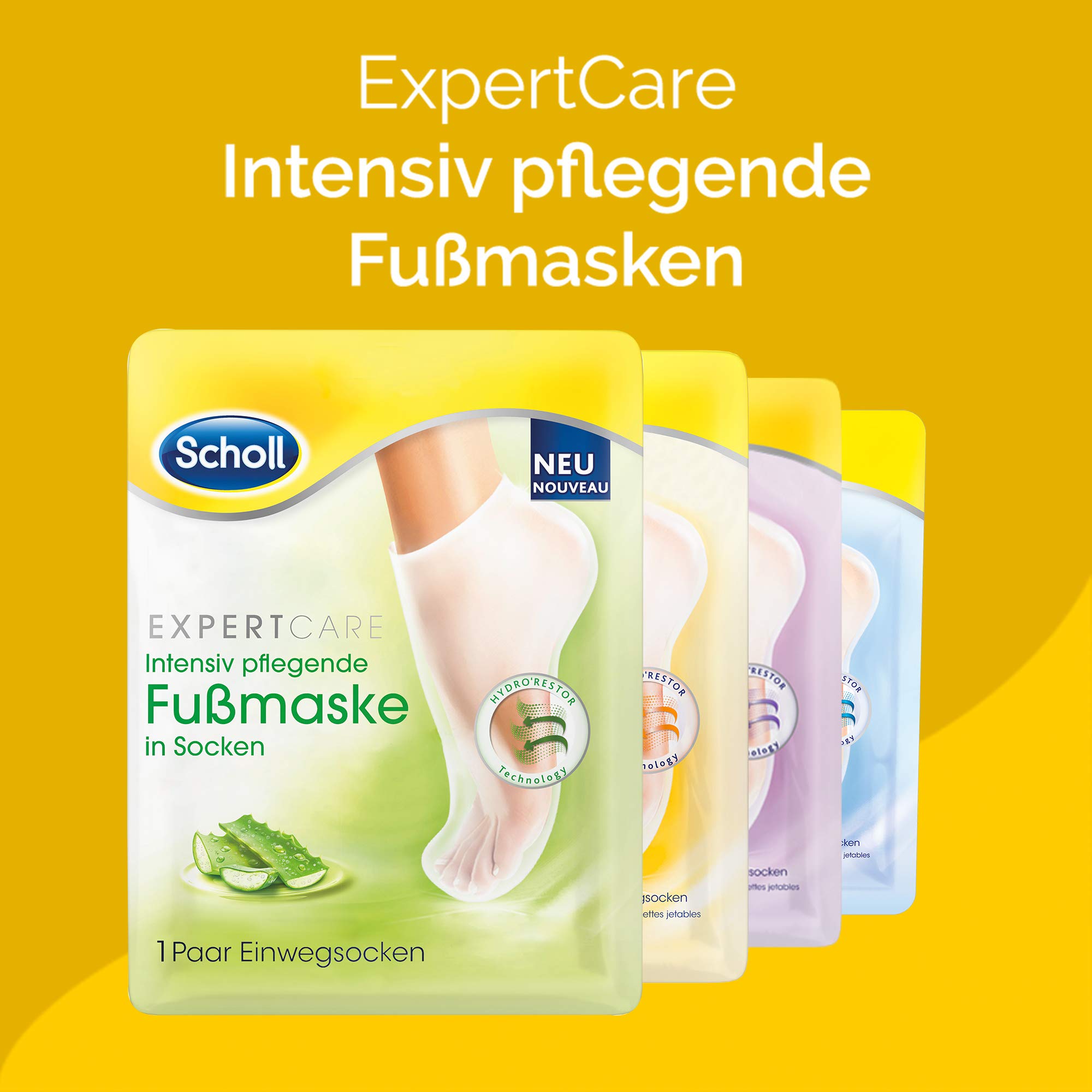 Scholl EXPERTCARE intensiv pflegende Fußmaske mit Aloe Vera – Feuchtigkeitsspendende Pflege – 6 x 1 Paar Einwegsocken