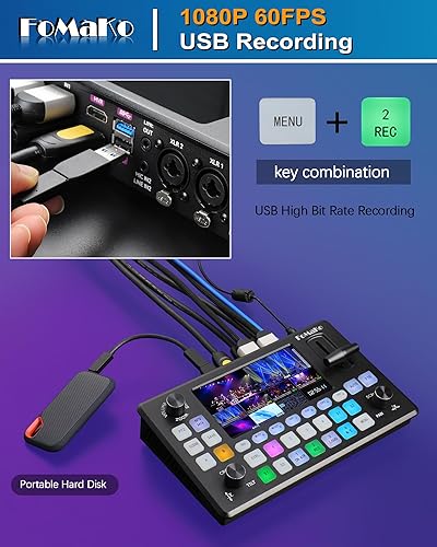 Miniatura 2 de FoMaKo 5.5 pulgadas FHD LCD pantalla 4 canales HDMI transmisión en vivo conmutador 1080p 60FPS Grabación de video USB USB3.0 HDMI Conmutador de