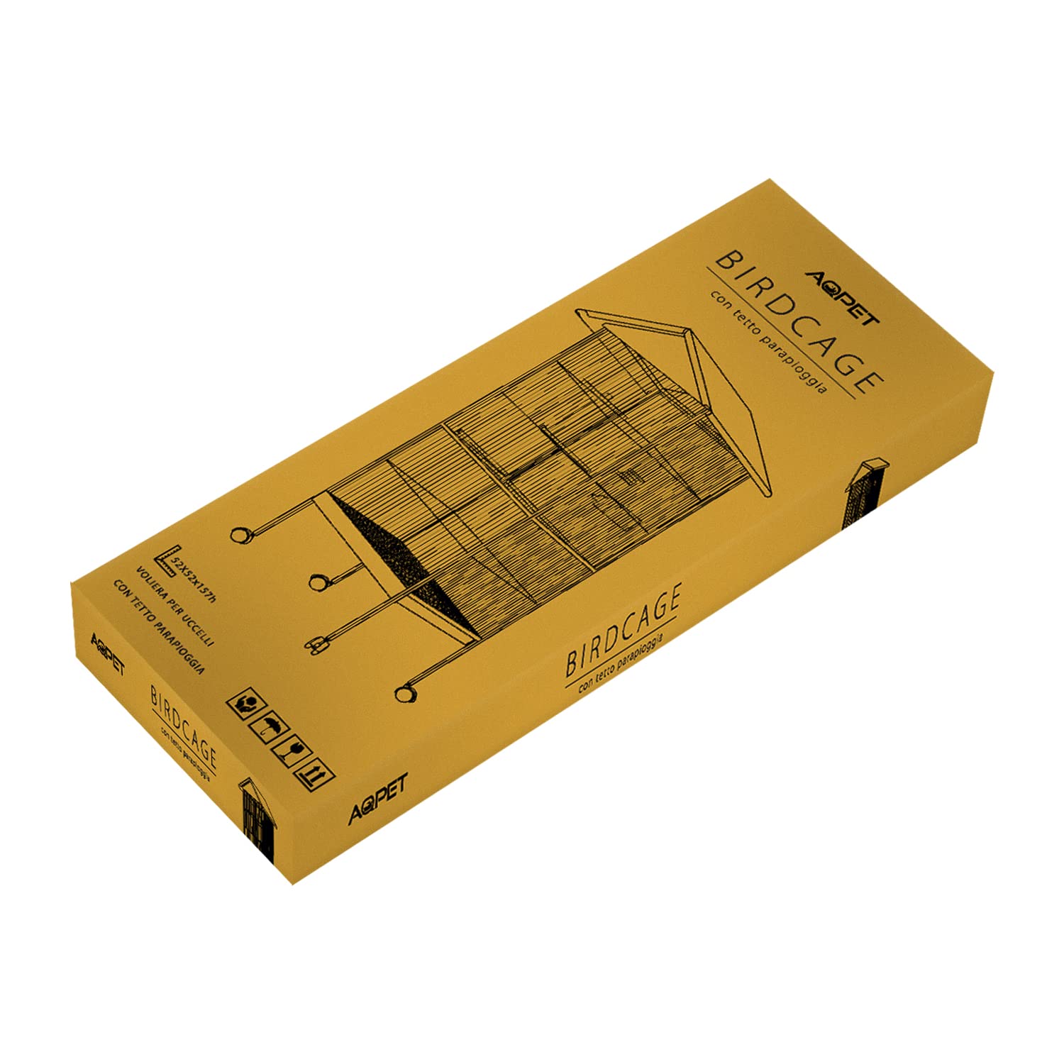 AQPET Pajarera Completa para Aves Canarios, con Techo, 162 x 52 x 52 cm