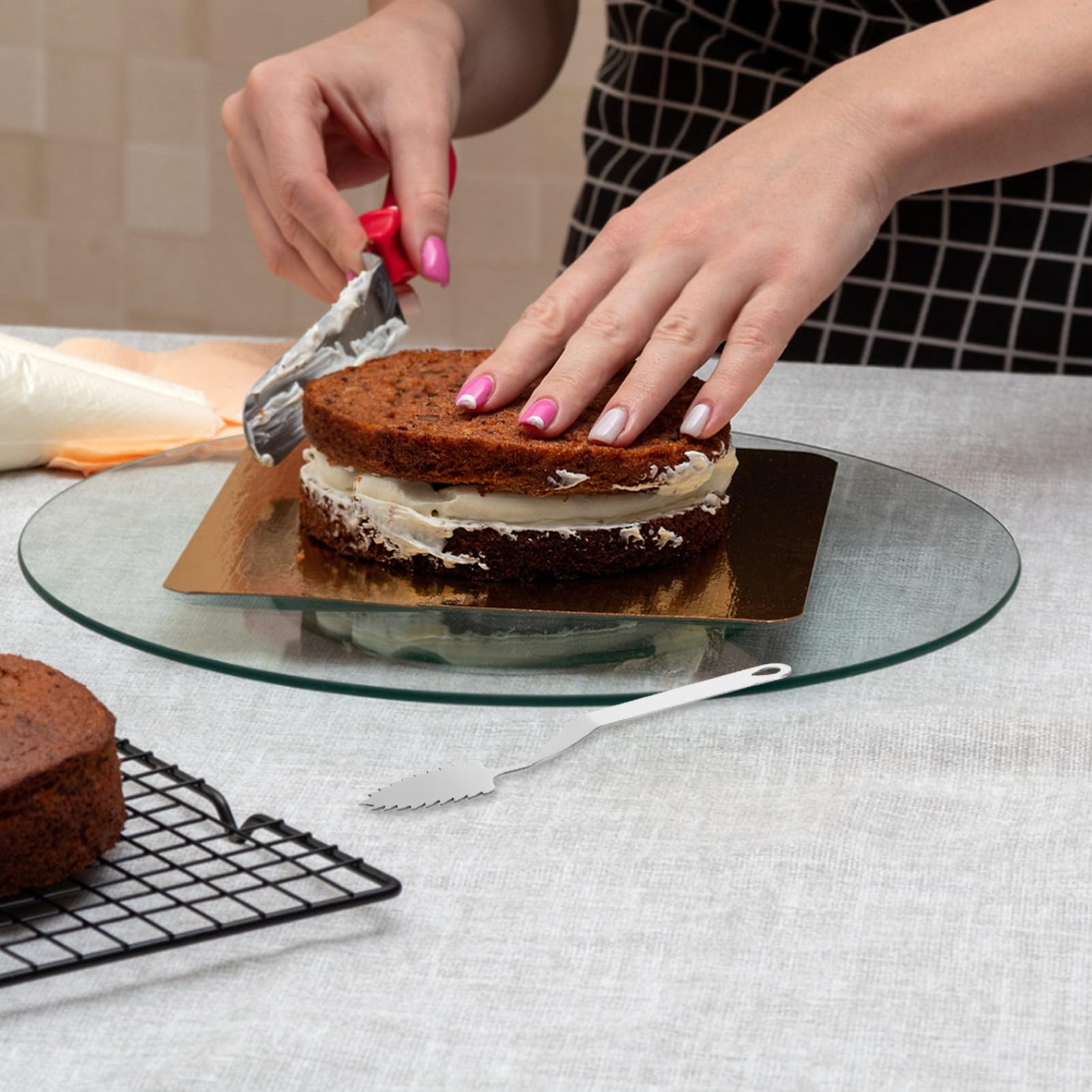 SHERCHPRY 5piezas Espátulas Para Moldes De Cortador De Herramientas Para Hornear Mousse y Pasteles Diseño Ergonómico Fácil De Limpiar Multiusos