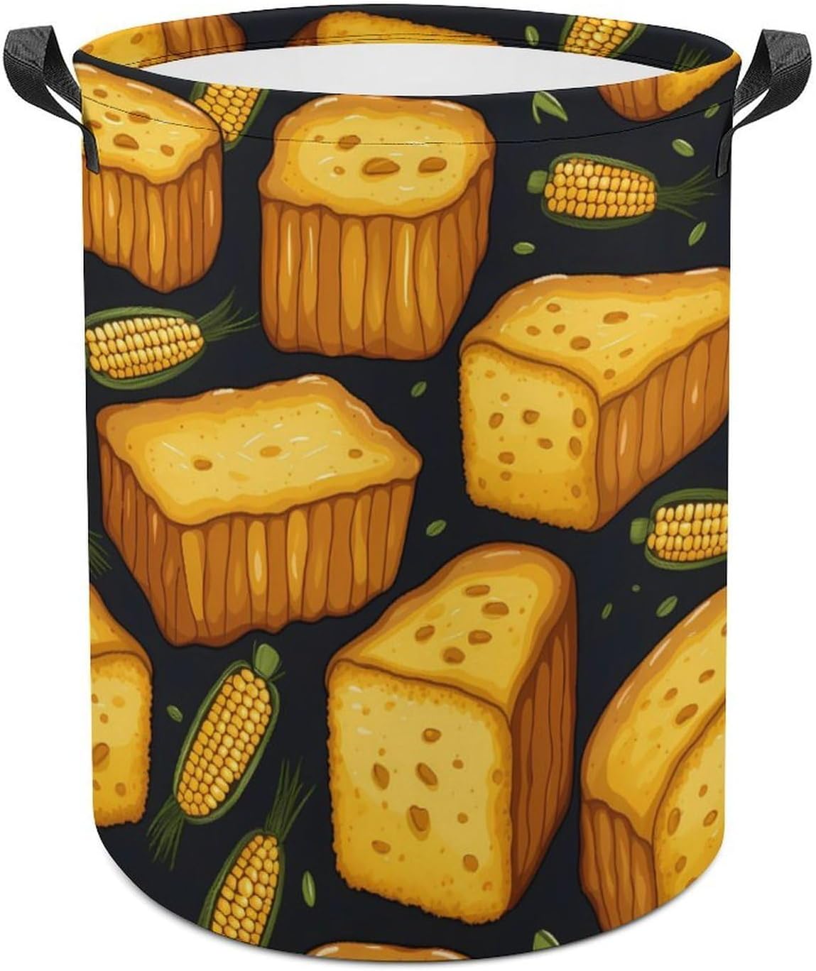 Corn Bread Novelty Collapsible Laundry Baskets Waterproof Clothes Hamper Storage Bins with Handles 13.8"x13.8"x17.3" 17.3"x17.3"x17.3"