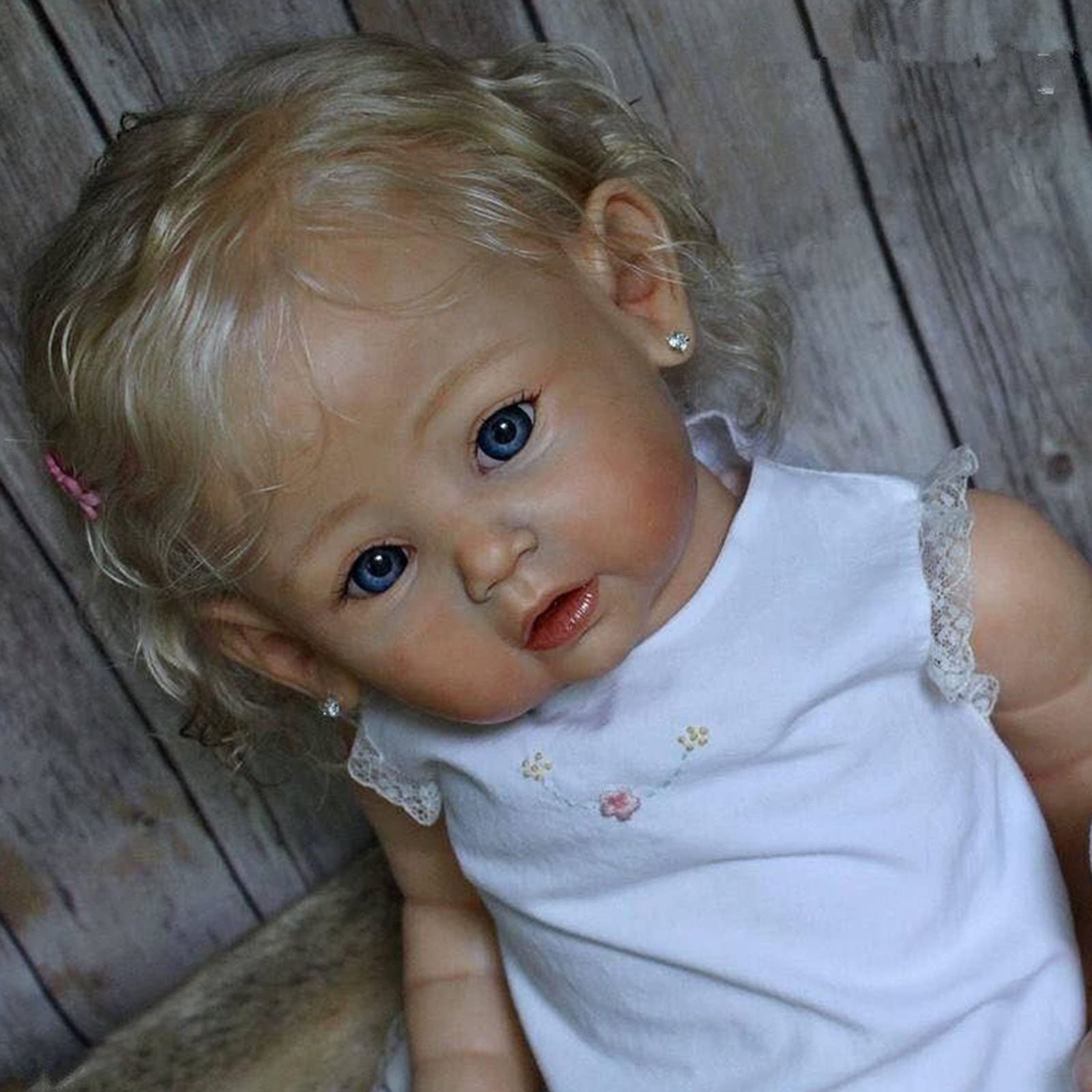 YIHANGGBlonde Hair Girl Doll 60cm 24inch Reborn Baby Doll Blue Eyes Toddler Princess 3D-Paint Skin Soft Silicone Art Doll with Vascular Vein Kids