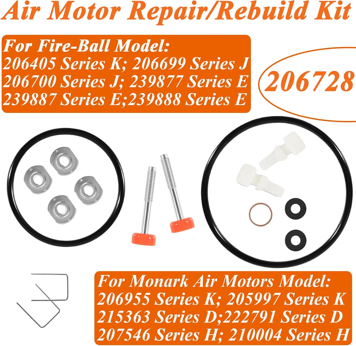 206728 Air Motor Repair kit Rebuild Kit Fits for Graco Fireball and for Monark Air Motors