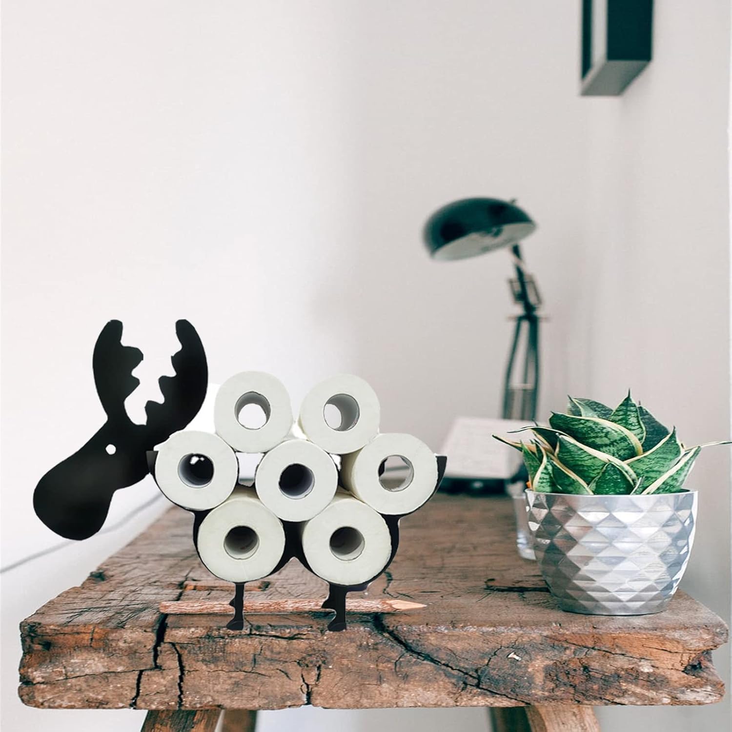 Novelty Animal Paper Towel Rack,Iron Metal Toilet Paper Roll Holder,Free Standing Bathroom Tissue Storage,7 Roll Large Capacity Toilet Holder for Bathroom House Office Décor (Moose)